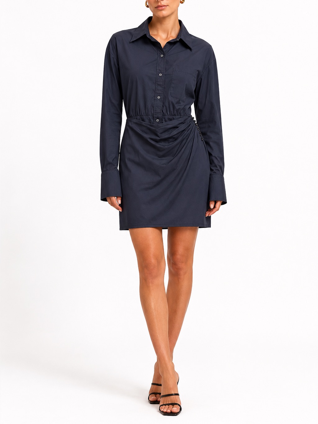 Twp Black Wrap Shirt Dress Small
